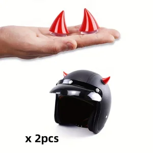 2Pcs Motorcycle Helmet Decoration Rubber Devil Horn with Suction Cups Helmet Decor for Motorbike Bicycle Random color