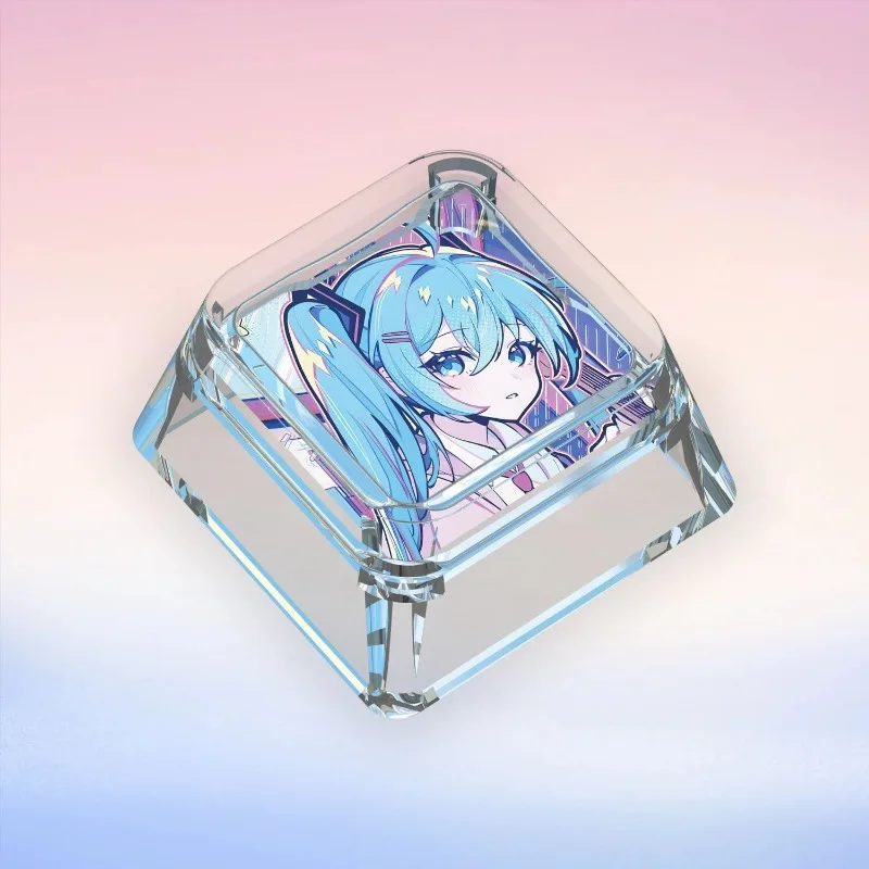 Ins New Miku Mechanical Keyboard Personalized Keycaps Cross Axis Body Miku Cute Keyboard Cap Transparent Keycaps Gifts Toys
