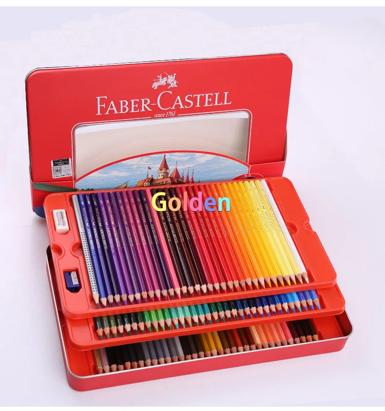 Faber Castell Oily Classic Colored Pencils Tin Set 100 Vibrant Color Art Drawing for Kid Adult Coloring Book Sketching Painting