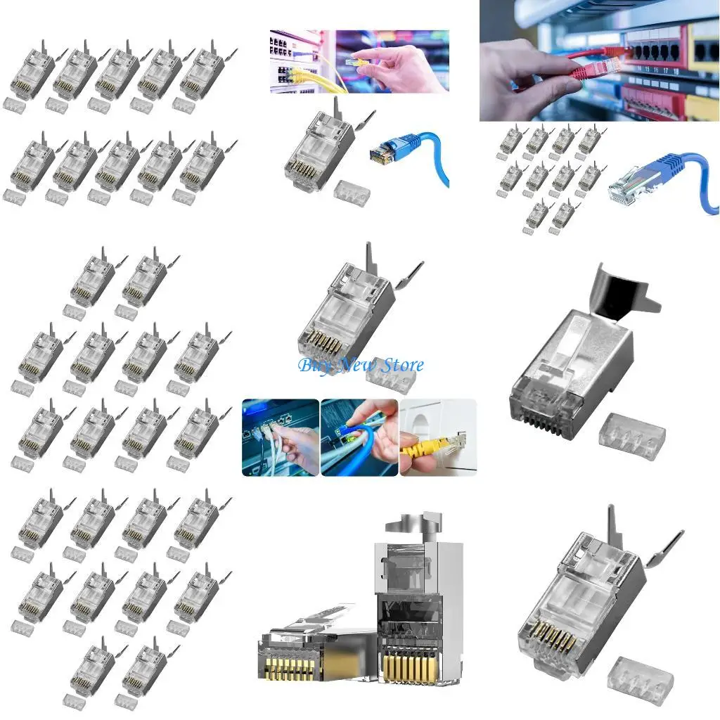 

20CE Enhanceds CAT7 Modulars Plugs Flame Retardant PVC Customs Length Ethernet Crimp