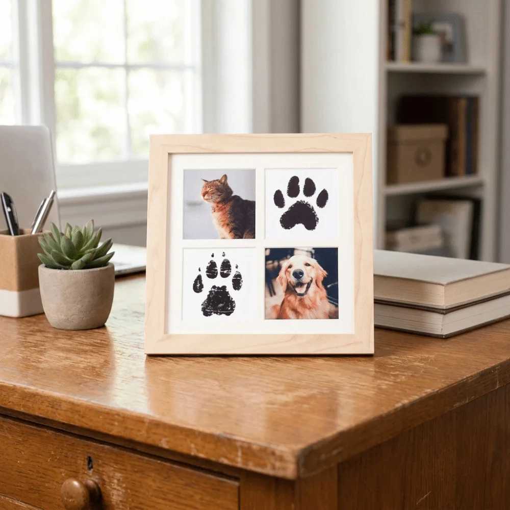 Inkless Pet Paw Print Kit Density Board Decorative Pet Footprint Keepsake Kit Handmade Memorial Frame Pet Memorial