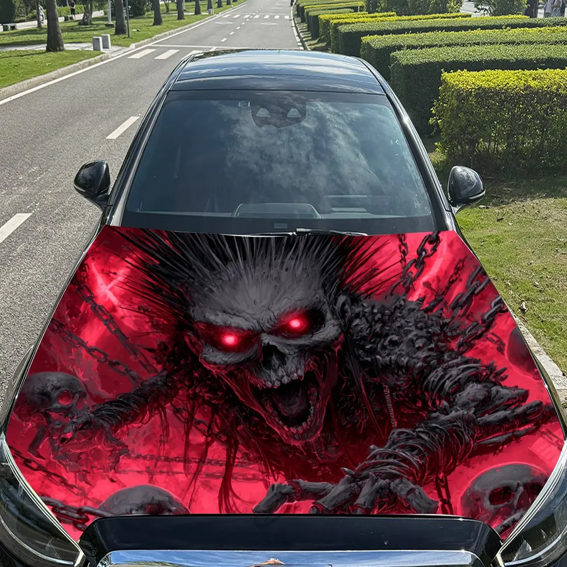 Blood - Realm Evil Spirit Print ملصقات غطاء السيارة، مقاومة للماء ذاتية اللصق، مقاومة للخدش، سهلة الالتصاق، متينة للسيارة PVC s #4