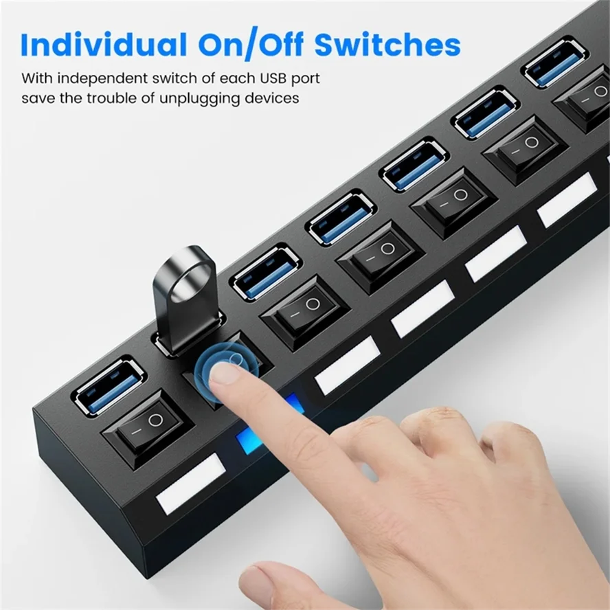 

Switch Extension Hub 4/7port USB 3.0 Hub Computer USB 3.0 Extension Hub One Drag Seven USB 3.0 Splitter for PC Laptop Desktop