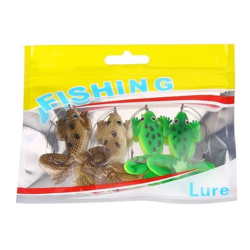 

4Pcs Soft Fishing Lures Set Large Mouth Fishing Artificial Frogs Lures with Hook