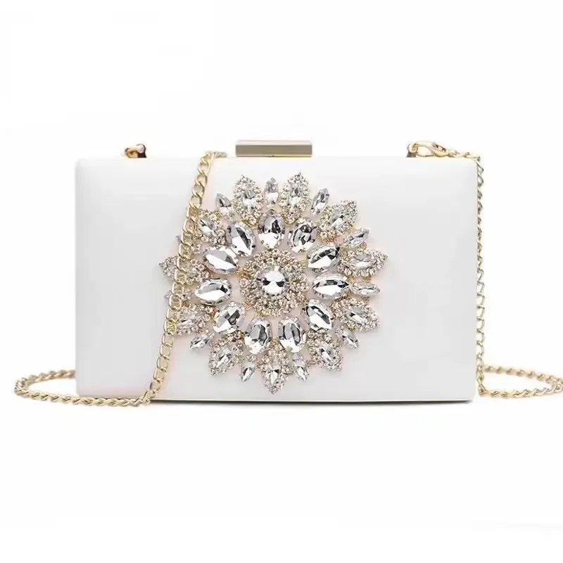 

White Women Clutch Bag Wedding Clutch Purse Bridal Evening Crystal Summer Bags for Women 2021 Luxury Small Crossbody Bags