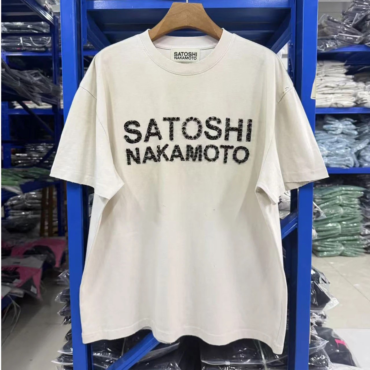 Satoshi Nakamoto 26SS Washed Vintage Short-Sleeved T-Shirt Damaged Rivet Design Men Women Streetwear Real Photo