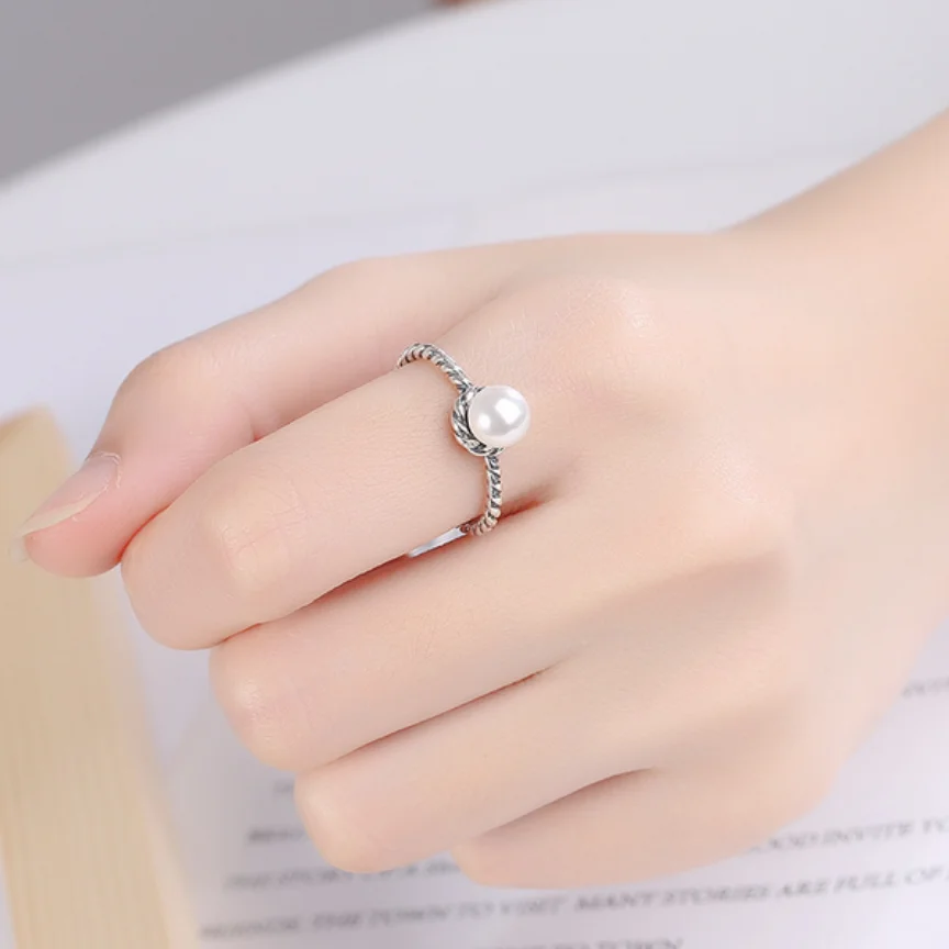 

CHARMING GENUINE NATURAL SOUTH SEA WHITE PEARL RING 925 STERLING SILVER SIZE 5-10