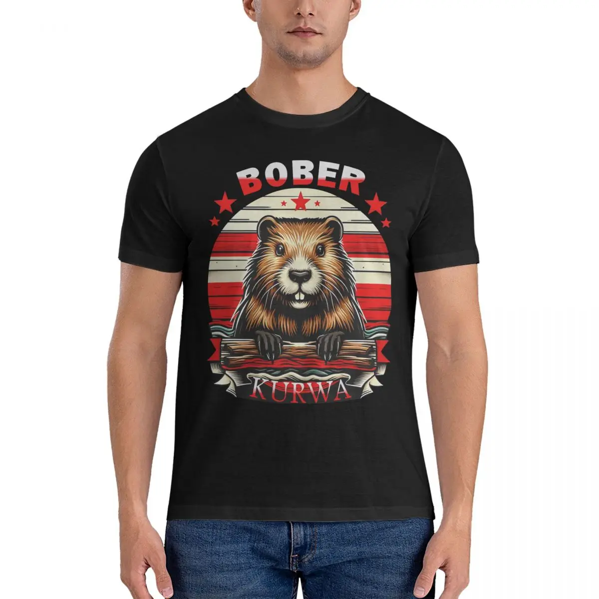 Men's T-Shirts A Ferocious Bear Novelty Cotton Tee Shirt Short Sleeve Bobr Kurwa T Shirt Crew Neck Clothes 6XL