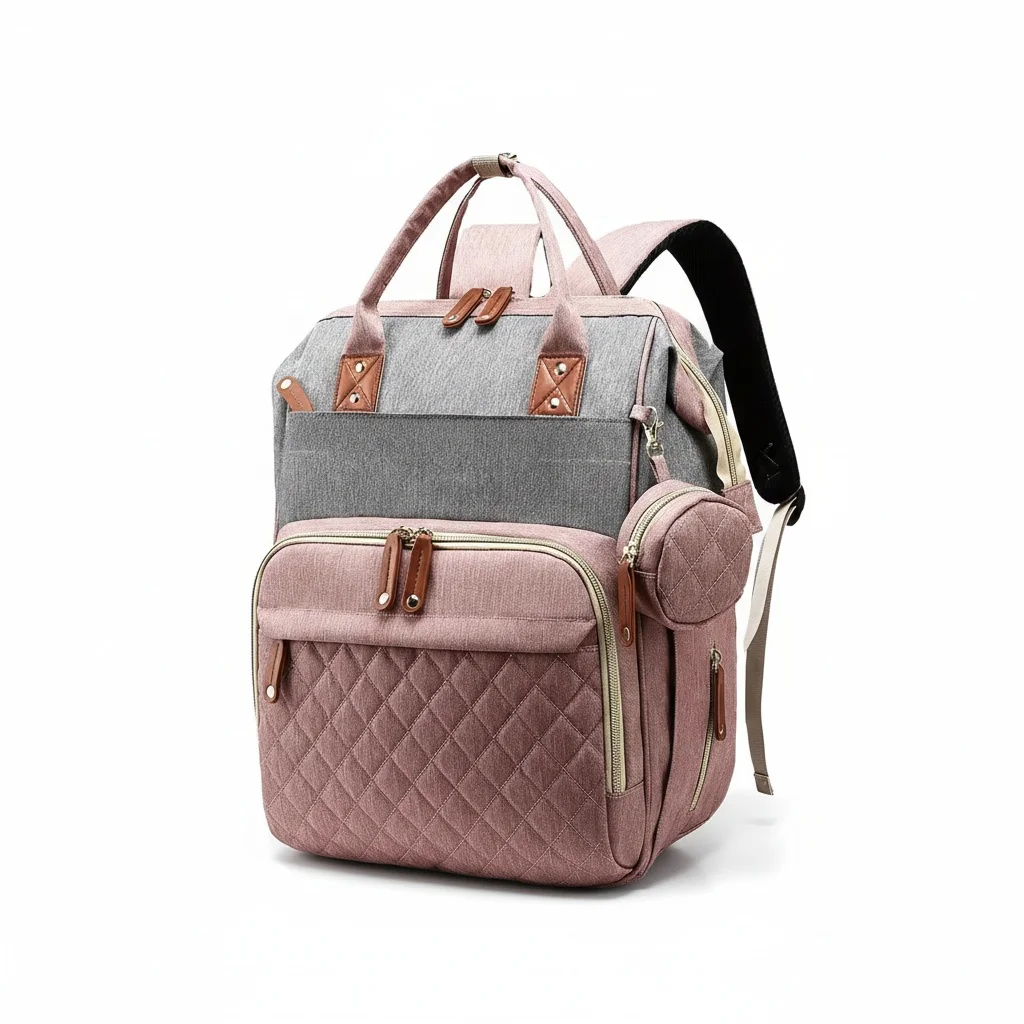 

Oxford Mummy Backpack with Changing Pad, Waterproof Travel Diaper Bag, Large Capacity Baby Products Organizer, Pacifier Case