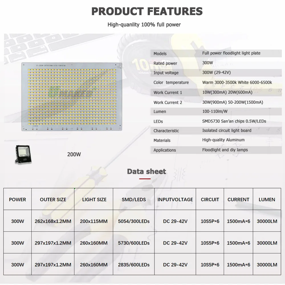 Pełna moc 300W LED PCB płyta wymienić DC29-42V 6x1500mA SMD 5730/2835/5054 źródło światła Panel na zewnętrzny projektor oświetleniowy lampy DIY