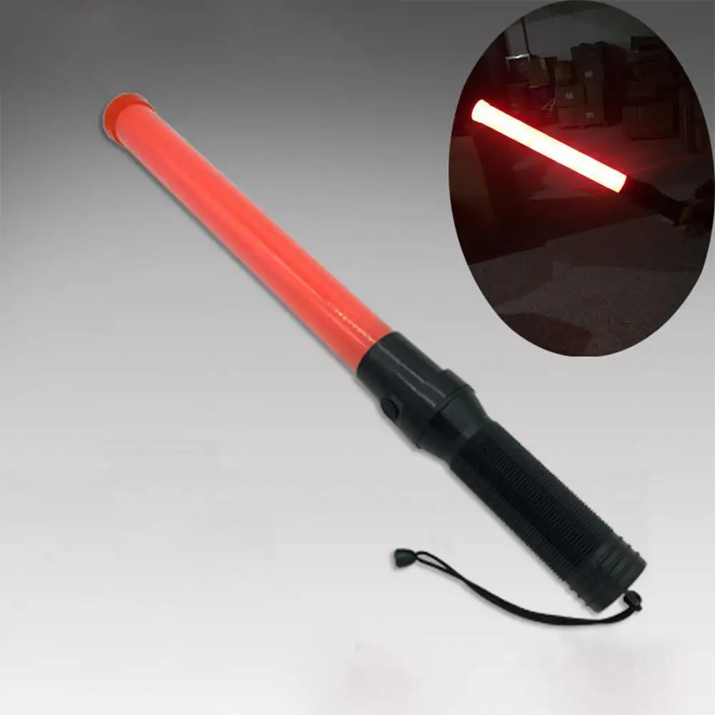 Baguette de signalisation rouge de charge LED, lampe de poche de direction de trafic, anciers stroboscopique, lampe de feu de circulation pour le camping en plein air, 54cm