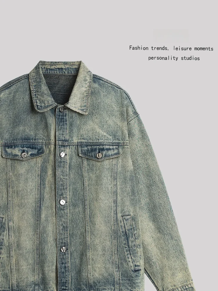 

Мужская джинсовая куртка-кардиган ANXIE свободного кроя в уличном стиле для пар, весна-осень, повседневная, модная