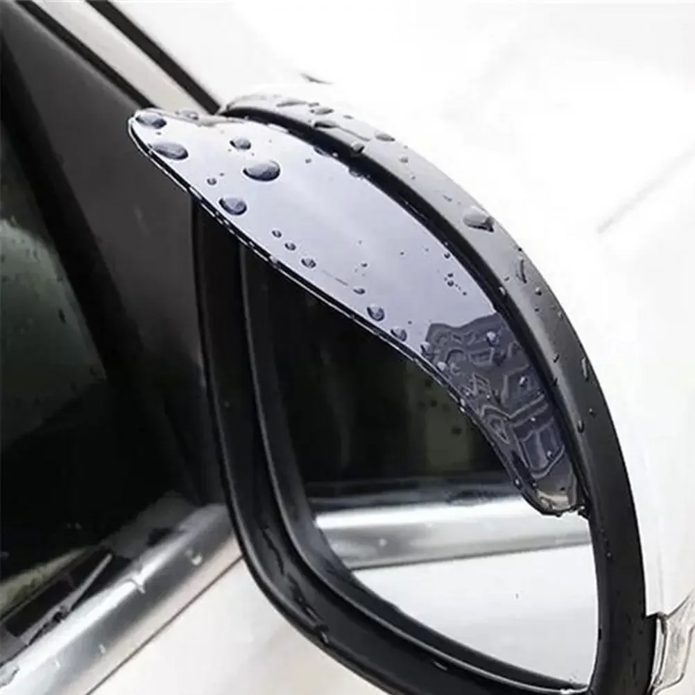 2pcs/Set Universal Flexible PVC Rearview Mirror Rain Shade  Car Back Mirror Eyebrow Rain Cover Car Acc Rainproof Blades
