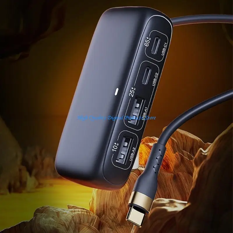 U2JE Compactly 65W Type C Hub USB C Power Data Splitter para cargar rápido en viaje