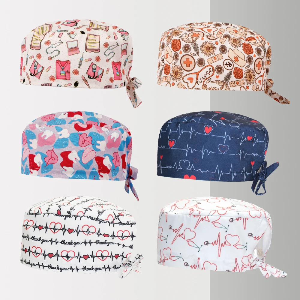 Gorros de trabajo de enfermería para hombre y mujer, gorro exfoliante TOOTH, gorros estéticos para clínica F1170, nuevo patrón, 2026