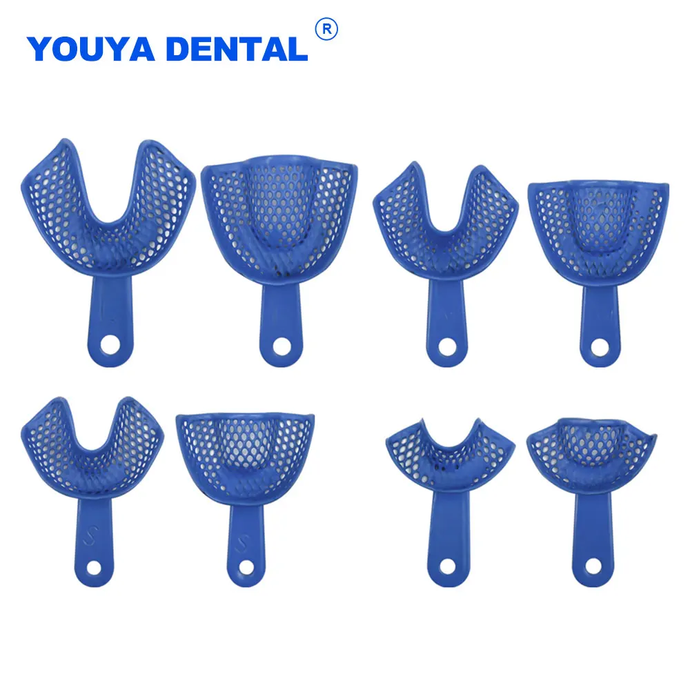 Dental Plastic Impression Trays S/M/L Removable Teeth Holder Dentist Tools Dentistry Lab Material Autoclavable Tray 2pcs/set