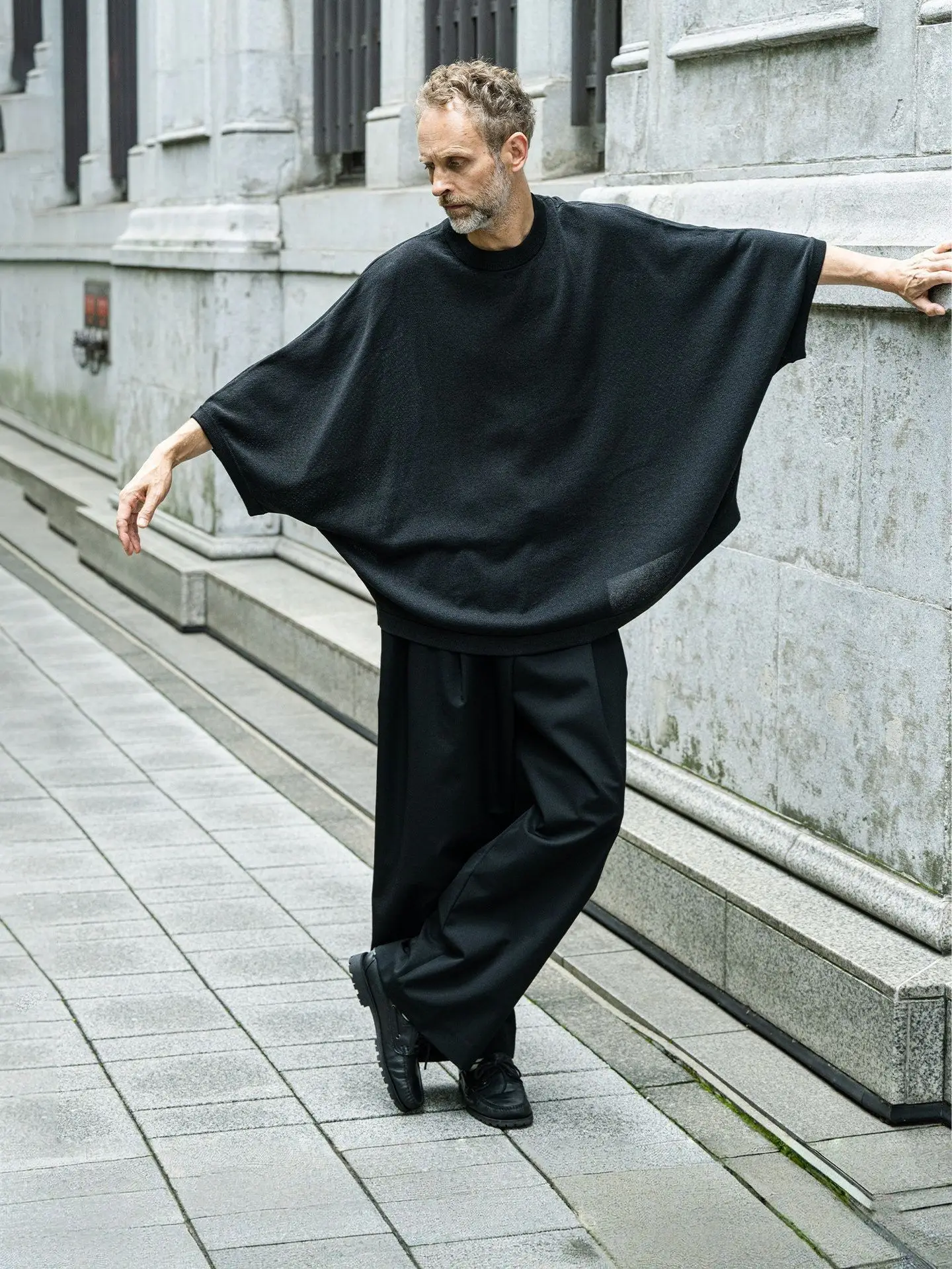 T-shirt Men 2026 Summer Men Batwing Sleeve Fashion Loose Breathable Knitwear Street Style Men Top