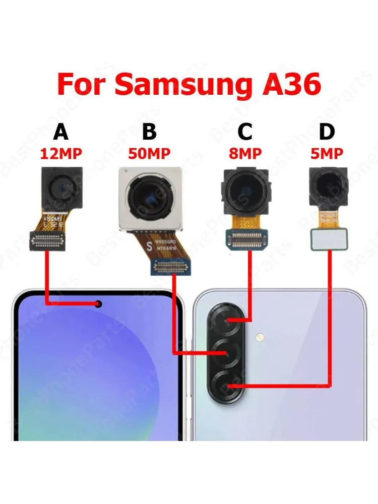 Tylna Przednia Kamera Do Samsung A36 5G A366 Moduł Kamery Tylnej i Przedniej do Selfie Części Zamienne do Telefonu Komórkowego — zdjęcie produktu 2