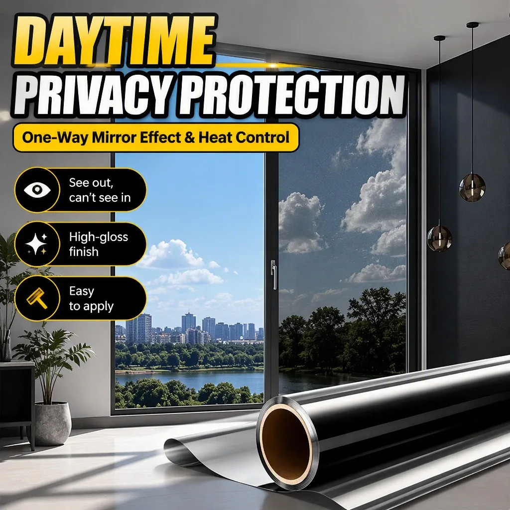 Privacy Window Film Heat Control UV Protection Sun Block Static Cling Removable for Office Bathroom Living Room Glass
