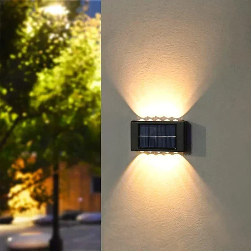 

1pcs Solar Wall Lamp Outdoor Waterproof Up Down Lighting with Convex Lens Solar Lights for Garden Street Balcony Landscape