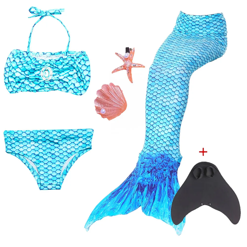 2024 Mermaid Tail for Girls Swimsuit Children Bathing Beach Swimable Bikini Mermaid Costume Can Add Monofin Swimwear Cloth gift