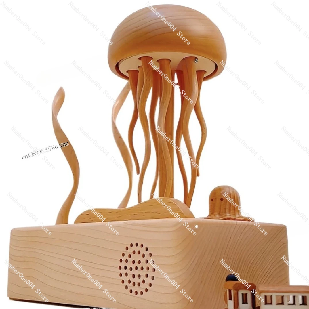 صندوق الموسيقى الميكانيكي الخشبي على شكل قنديل البحر على شكل قلب مصنوعات خشبية ذكية إبداعية