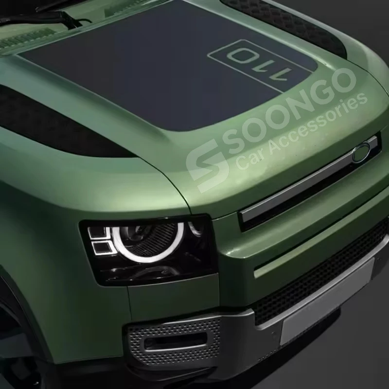 

Для Land Rover Defender 90/110/130 2020-2026: Комплект декоративных наклеек на капот и полос на кузов автомобиля