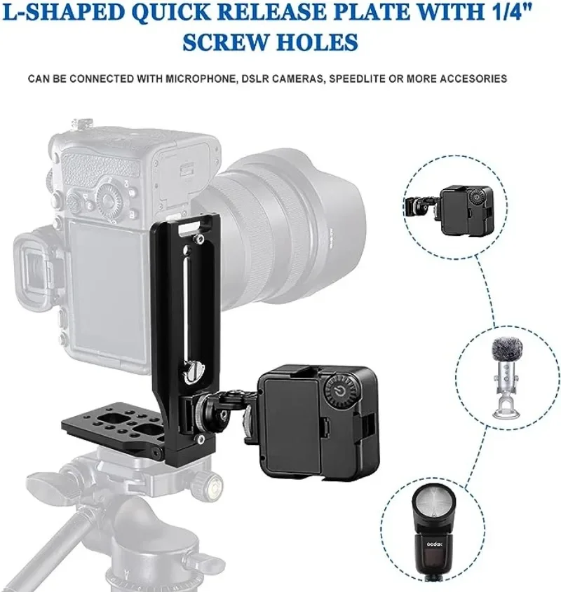 Universal Camera L Bracket Quick Release L Plate 1/4 Inch Screw Swiss Vertical Video Compatible for Nikon Canon Sony Fuji