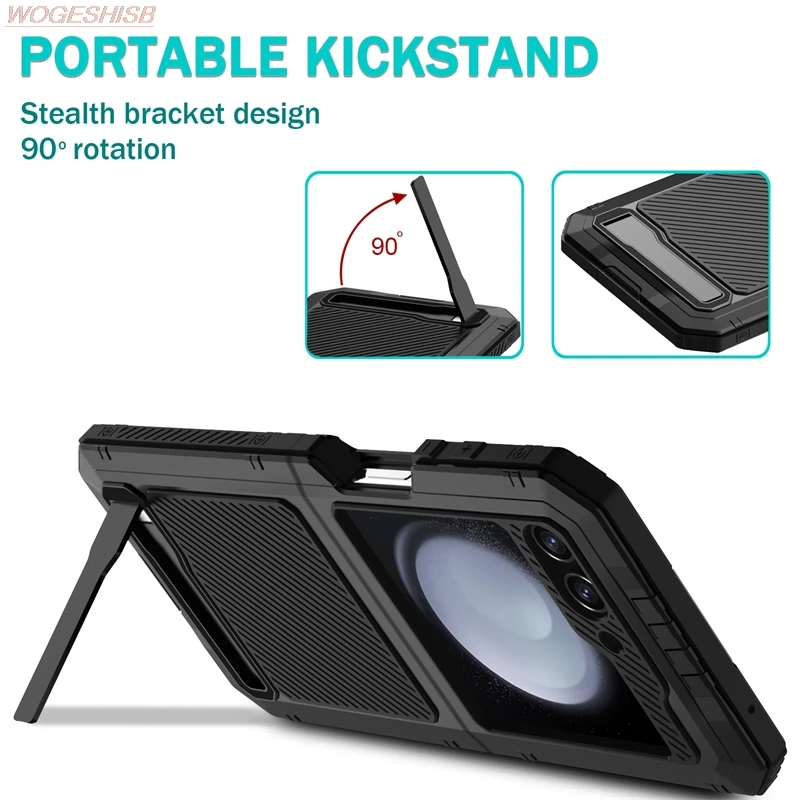 Armor Heavy Duty Protection Phone Case for Samsung Galaxy Z Flip4 360 Shockproof Metal Tank Cover Fundas for Galaxy Z Flip 4
