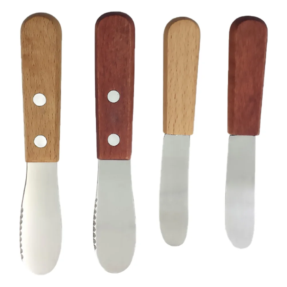 

Butter Scraper Wooden Handle Stainless Steel Kitchen Supplies Cheese Jam Knives Baking Tools Practical