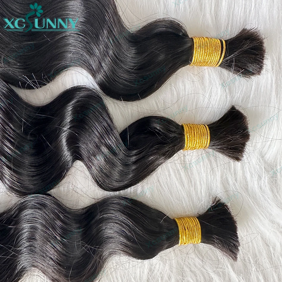 Bulk Human Hair Bundles No Weft For Braiding Loose Wave Double Drawn Wholesale Burmese Knotsless Boho Braids Extensions Color30