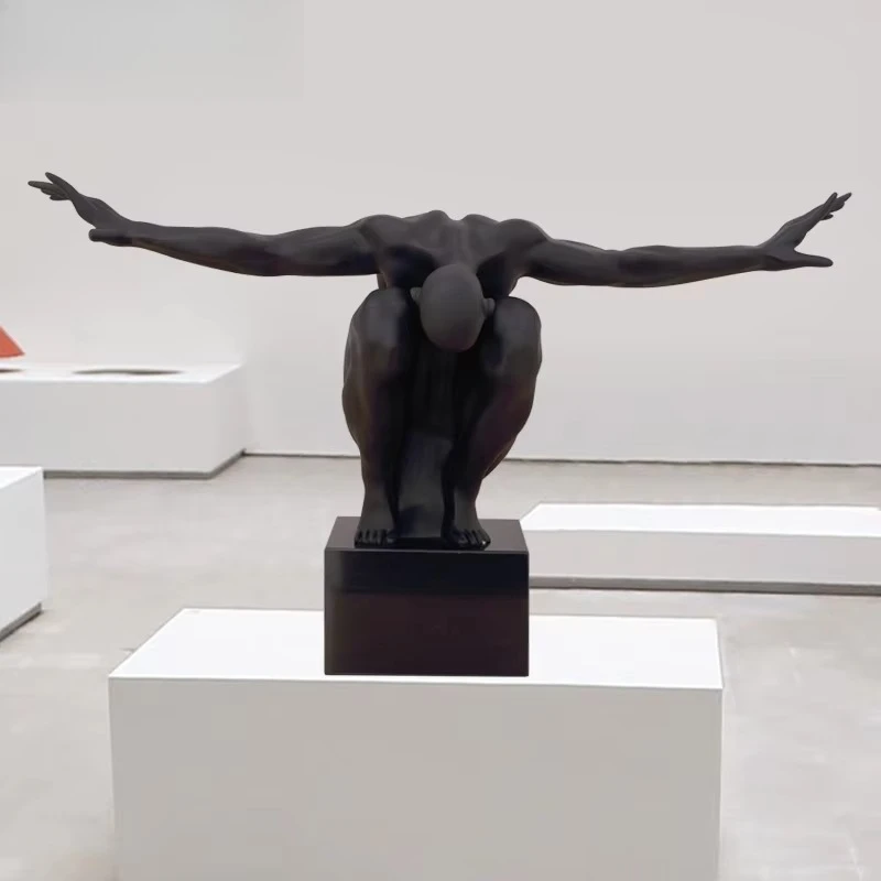 

Artificial Black White Color 3D Sculptures Large Abstract Resin Statue Sculpture Home Decor