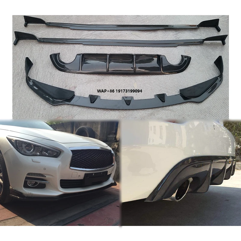 

2014-2017 Car Modification Upgrade US Version Wet Carbon Fiber Body Kit Front Rear Lip Side Skirt Suitable for Infiniti Q50