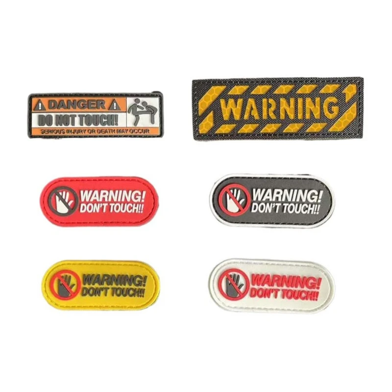 WARNING!DON'T TOUCH! PVC Applique Emblem Glow in Dark,Tactical Patch with Hook,Luminous Sticker Morale Badge For Helmet,Backpack