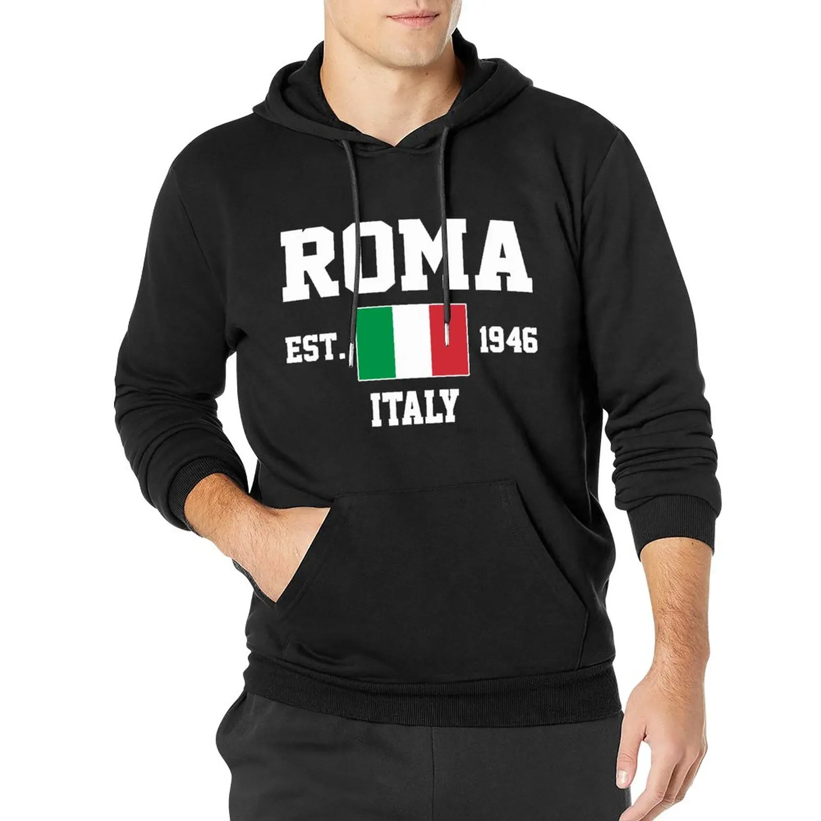 

Men Women Hoodies Italy EST.1946 Roma Capital Hoodie Pullover Hooded Hip Hop Sweatshirt Cotton Unisex