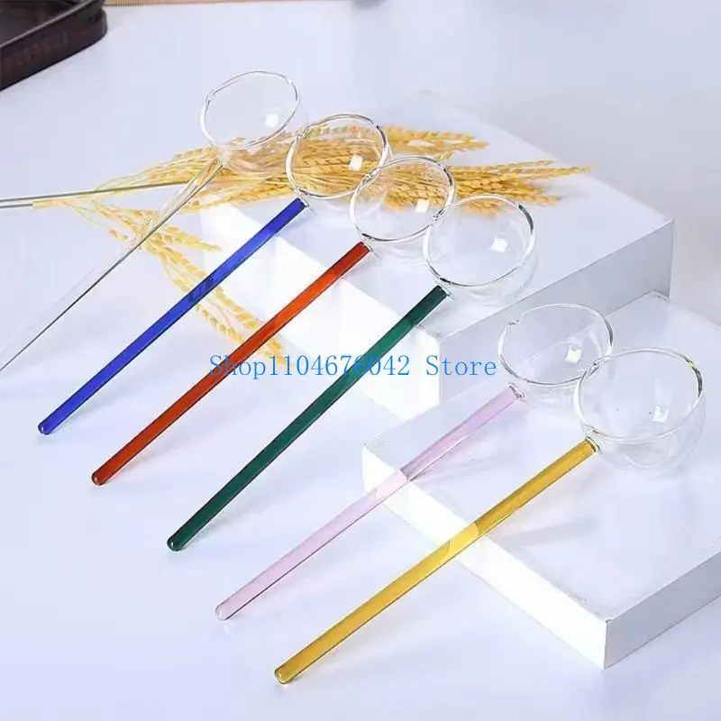 5asd 2 قطعة مغارف زجاجية مقاومة للحرارة مغرفة صابون للحساء وملعقة قهوة