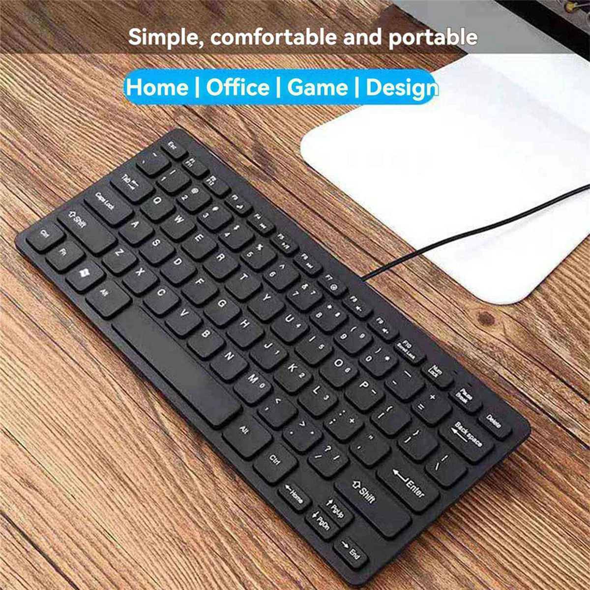 AB51 2X Compact Wired Keyboard USB - Keyboard Ultra Tipis untuk PC Mini Gaming Keyboard Hitam