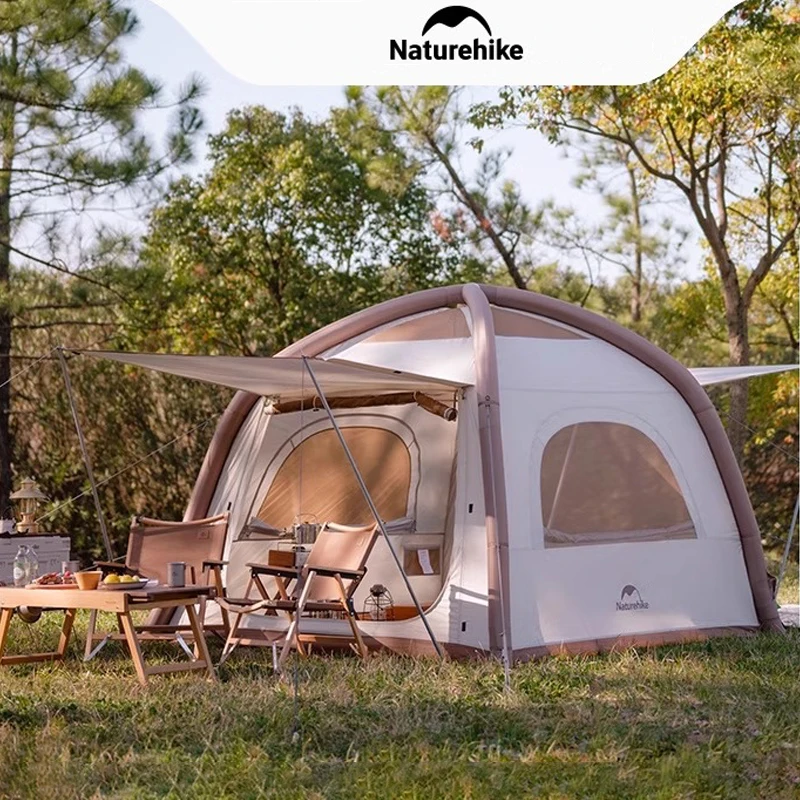 Naturehike Inflatable Tent Outdoor Camping 2-3 Person Air Tent Overnight Camping Tent Travel Sunproof Quick Open Folding Tent