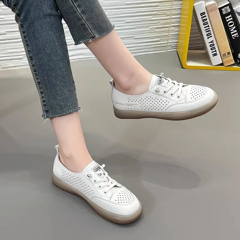 Women\'s Leather Casual Shoes Ladies Luxury Loafers Sneakers For Women Trend Summer 2024 Outdoor Fashion Female Shoes Footwear