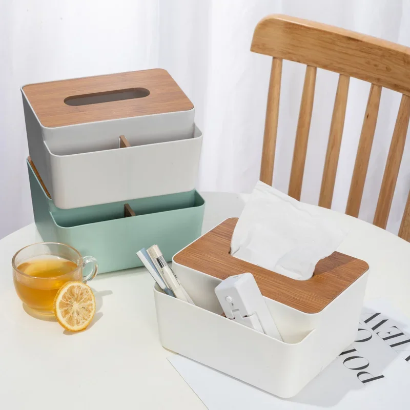 

Tissue Box Holder Bamboo Cover Toilet Paper Box Napkin Holder Case Tissue Paper Dispenser Paper Towel Storage Box Tissue Boxes