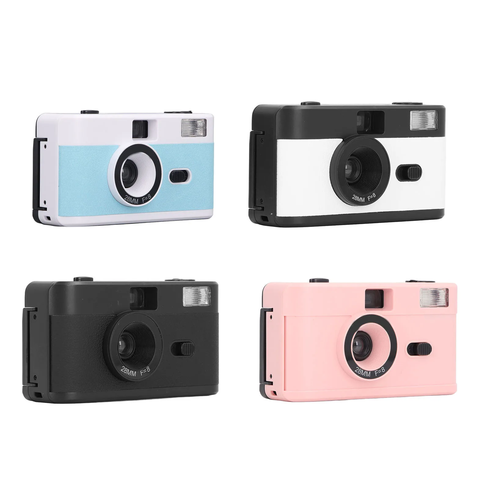 كاميرا فيلم كلاسيكية 35 مللي متر كاميرا فيلم قابلة لإعادة الاستخدام كاميرا عتيقة خفيفة الوزن مدمجة في فلاش مع عدسة 28 مللي متر F/8 سرعة مصراع 1/120s #6