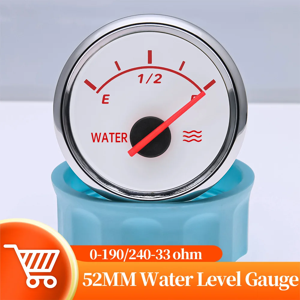 Car Marine Water Tank Indicator 52mm Universal Water Level Gauge Waterproof Water Meter 0-190/240 Ohm For Water Level Sensor