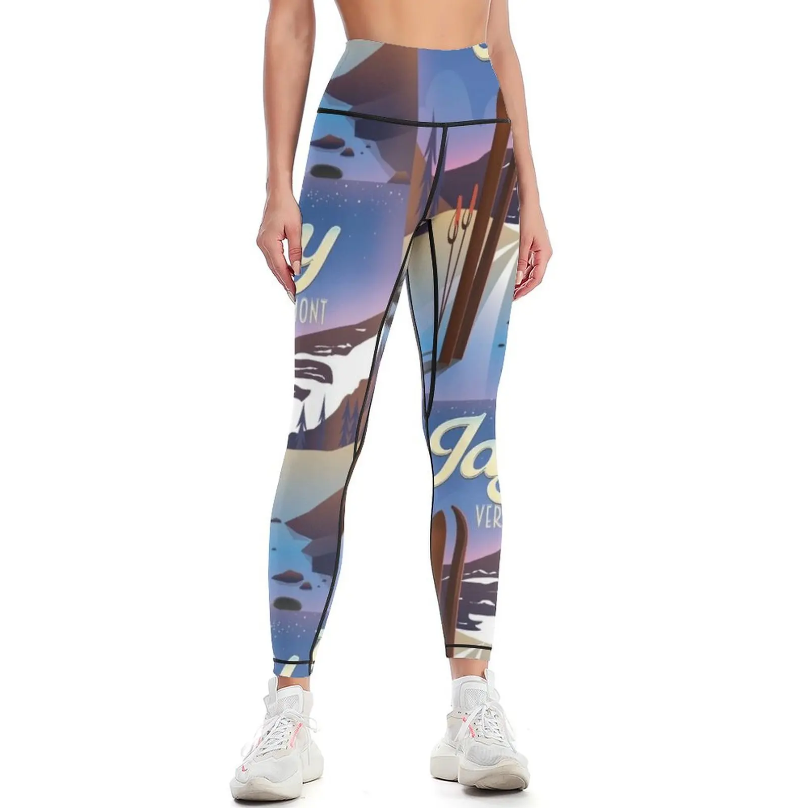 Jay Vermont USA ski poster Leggings legging gym gym top Women's sports Womens Leggings