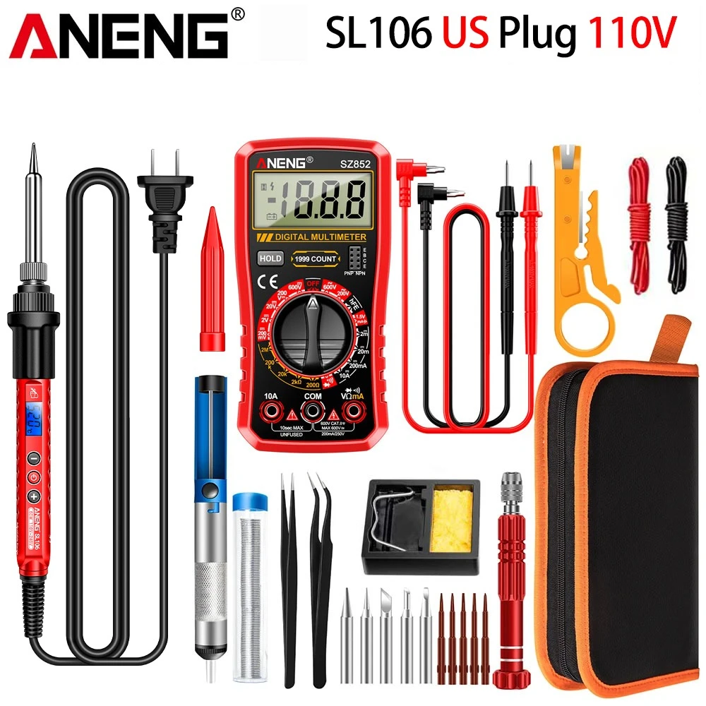 ANENG SL106 Digital Soldering Iron Kit for 60W Adjustable Temperature Electric Welding Soldering Kit  DIY Welding Hand Tools