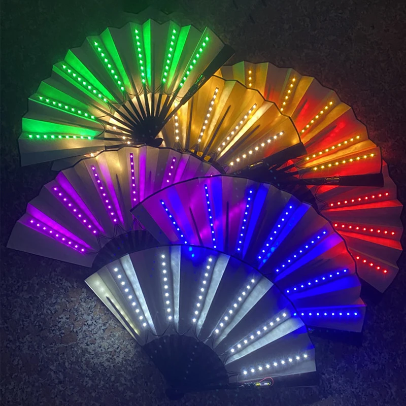 

Luminous LED Folding Fan Nightclub Disco Party Performance Prop Stage Dance Lights Fan Halloween Carnival Cosplay Glowing Fans