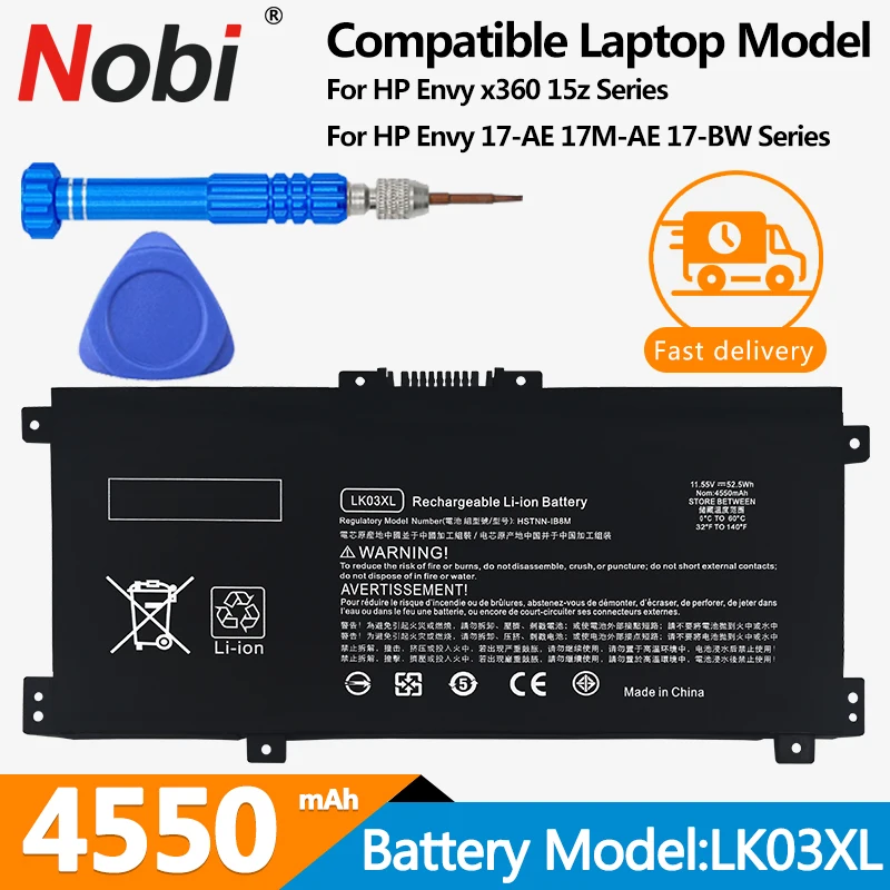 Nobi LK03XL Laptop battery for HP Envy 15 X360 15M-BP 15M-CN 17-BQ TPN-W127 W128 W129 W132 HSTNN-LB7U HSTNN-UB7I HSTNN-IB8M LB8J