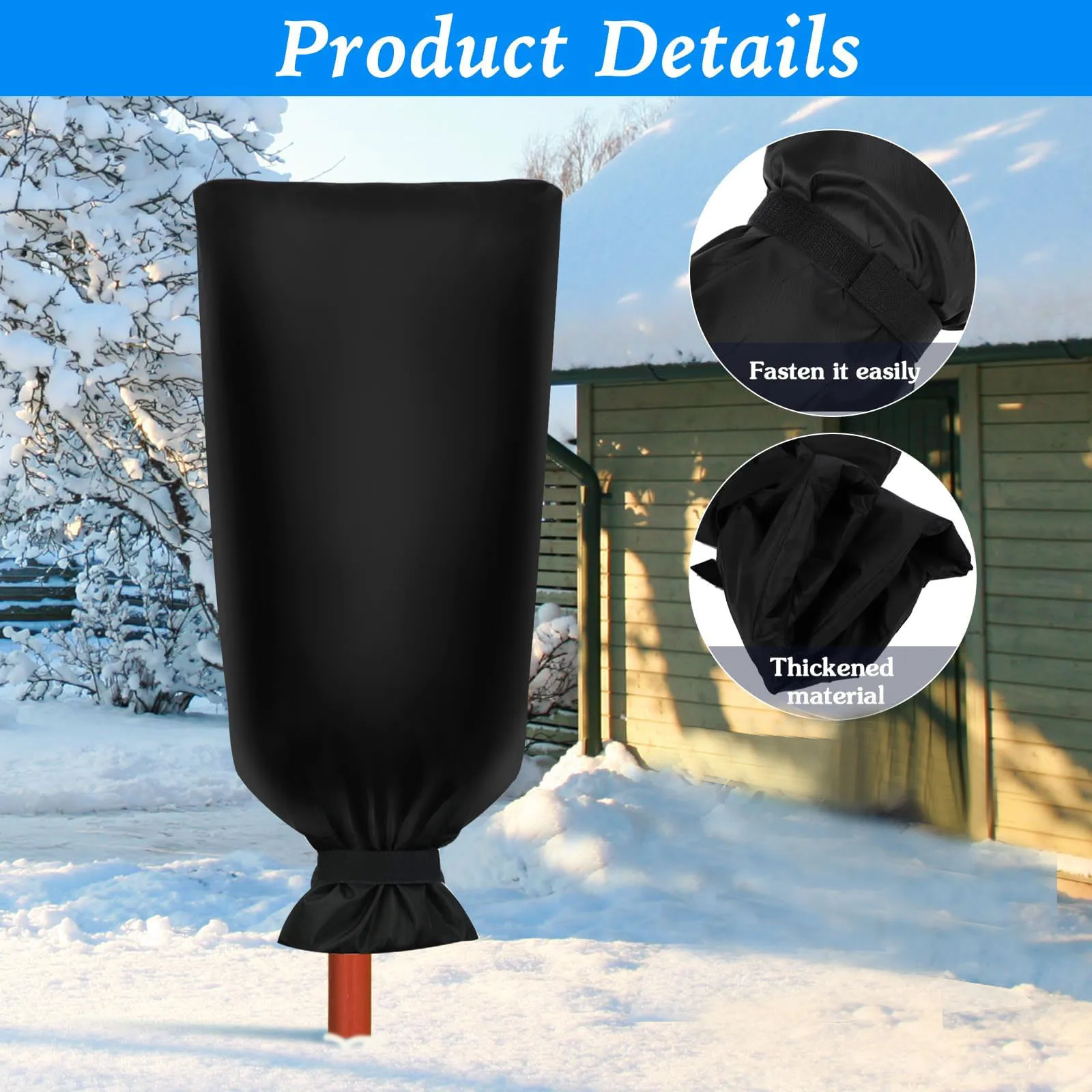 1pc Faucet Cover Winter Black Outdoor Waterproof Freeze Protection Insulation Outside Garden Faucet Tap Reusable Protector