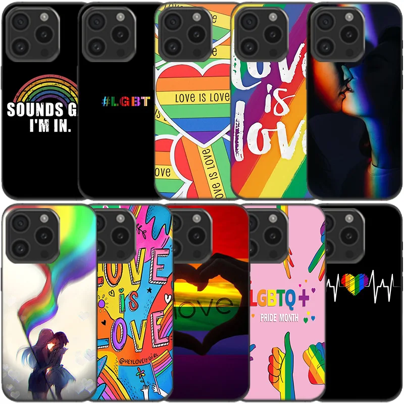 Gay Lesbian LGBT Rainbow Pride ART Clear Phone Case For Apple iPhone 12 13 Mini 11 14 15 16 Pro Max Cover XS MAX XR Soft