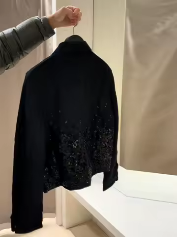 Men's Bomber Coats Sequined Lapel Zipper Jacket Autumn 2025 Shining Long Sleeve Loose Jackets Fashion Party Nightclub Outerwears