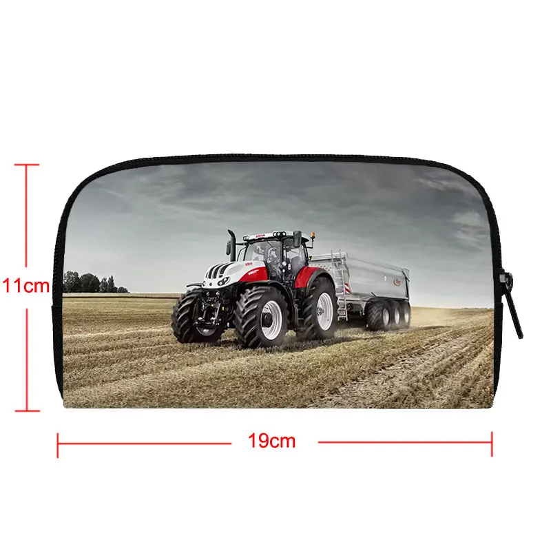 Farm Tractor / High Speed Rail Train Print Wallet Locomotive Excavator Pattern Credit Card Earphone Money Holder Bag Mini Purse